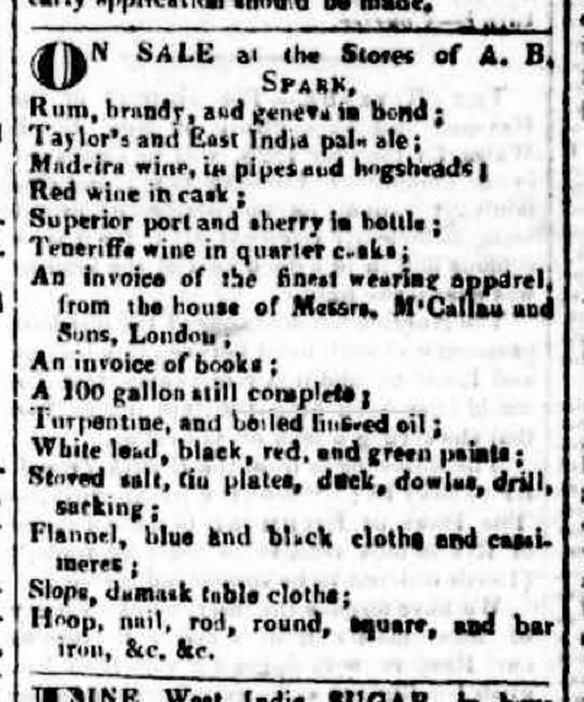 a newspaper ad for ipa and other wares from 1829