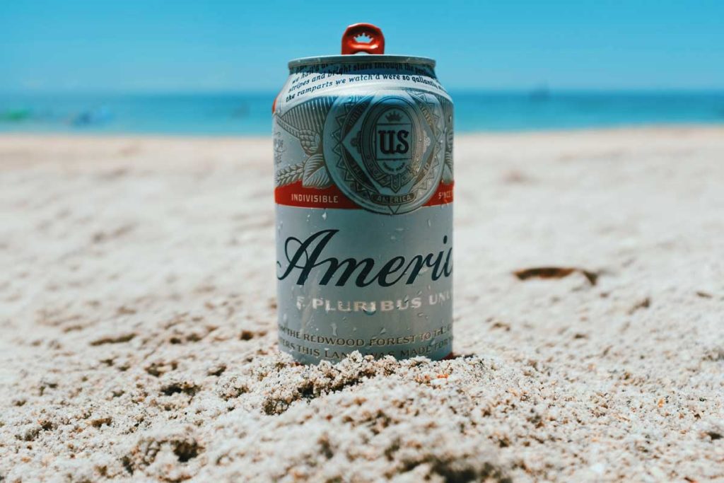 beer can at beach